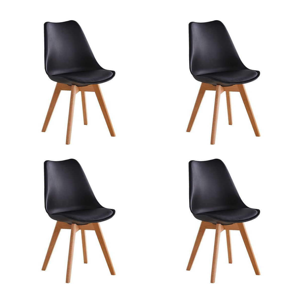 Pack x4 Sillas de Comedor Tulip Negra Midtown - Negro
