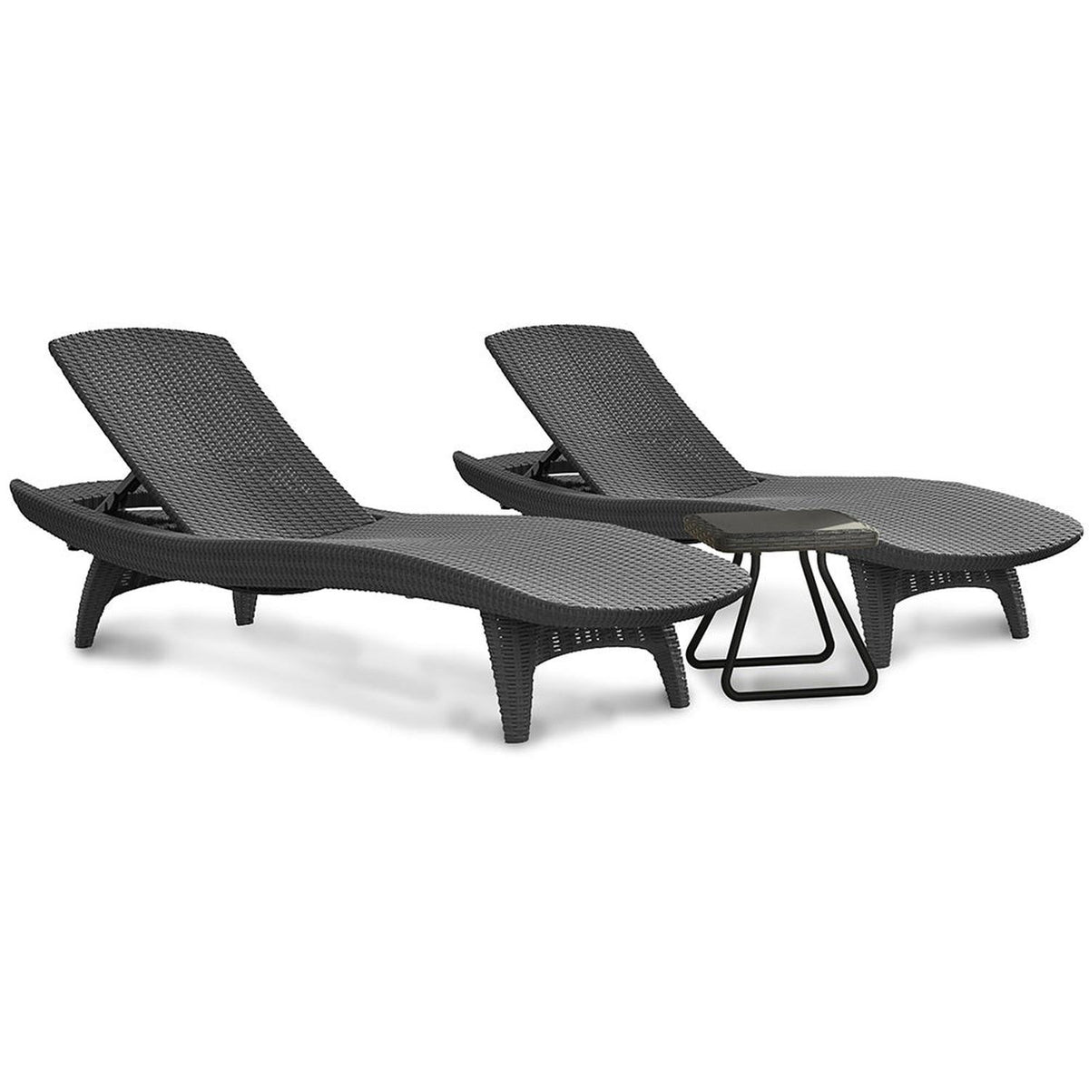 Juego De Reposeras Y Mesa Gris Pacific Sun Keter