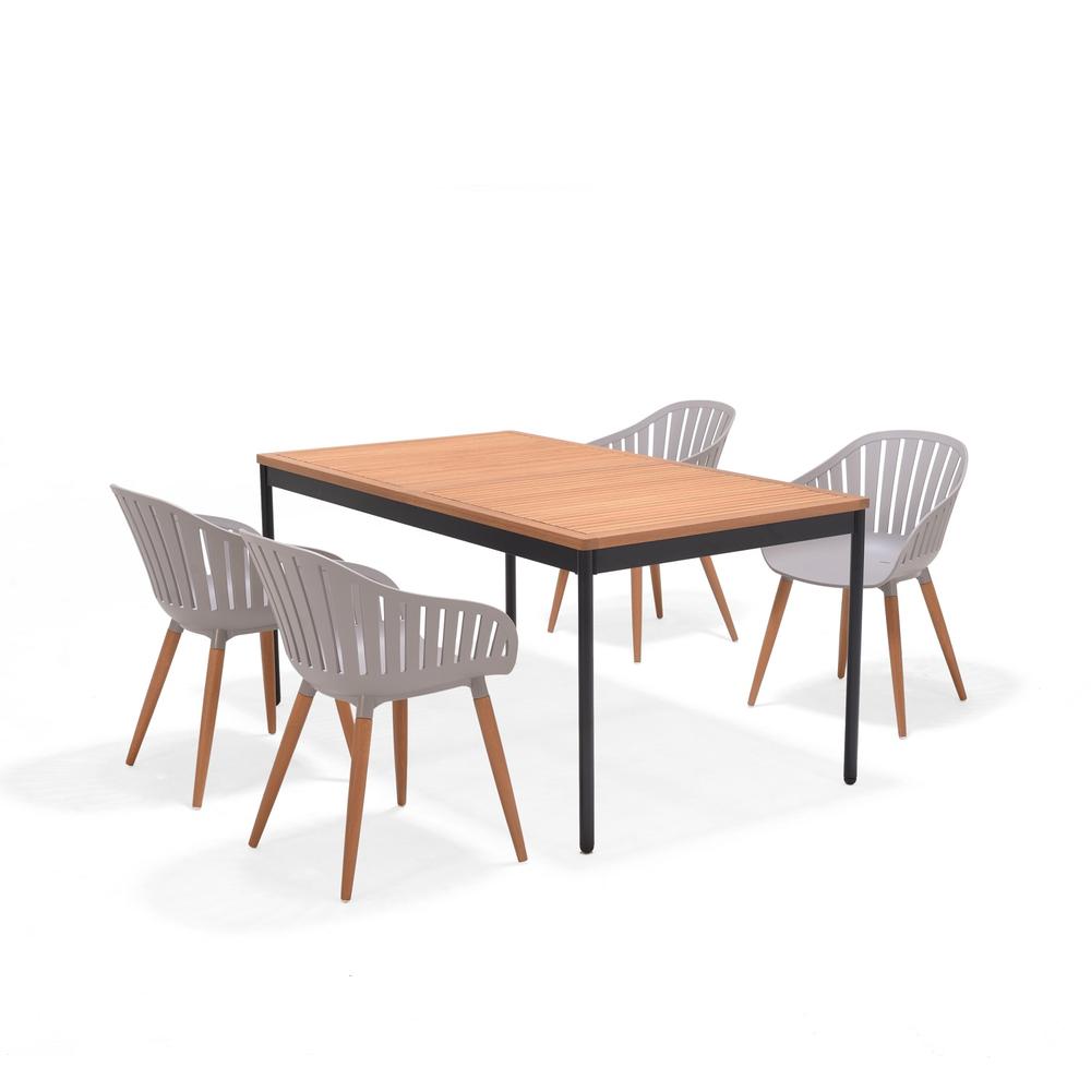 Juego De Terraza Cannes 160x90cm con 4 Sillas Midtown - Eco Madera