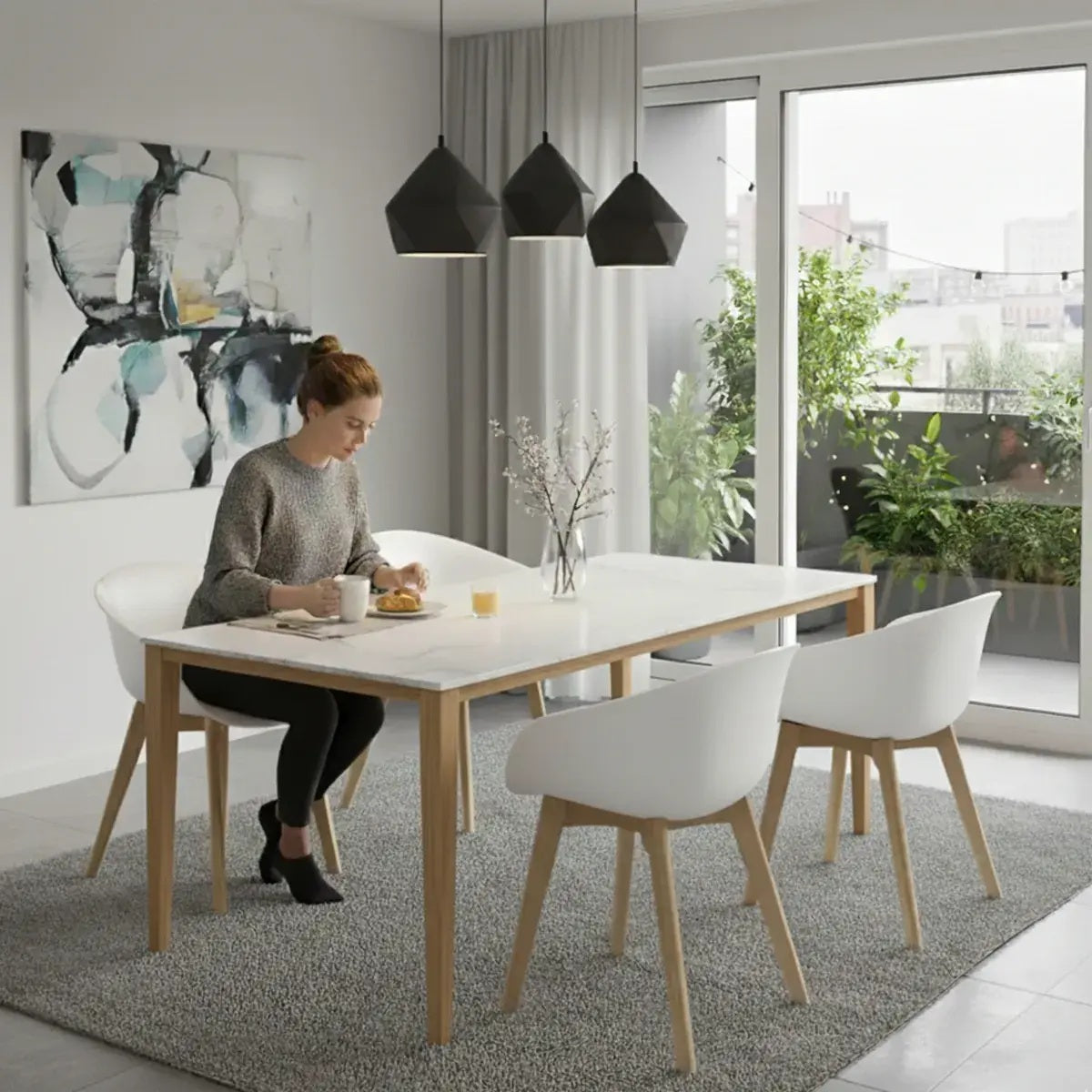 Pack x4 Sillas de Comedor con Apoyabrazos Tulip Blanca Midtown