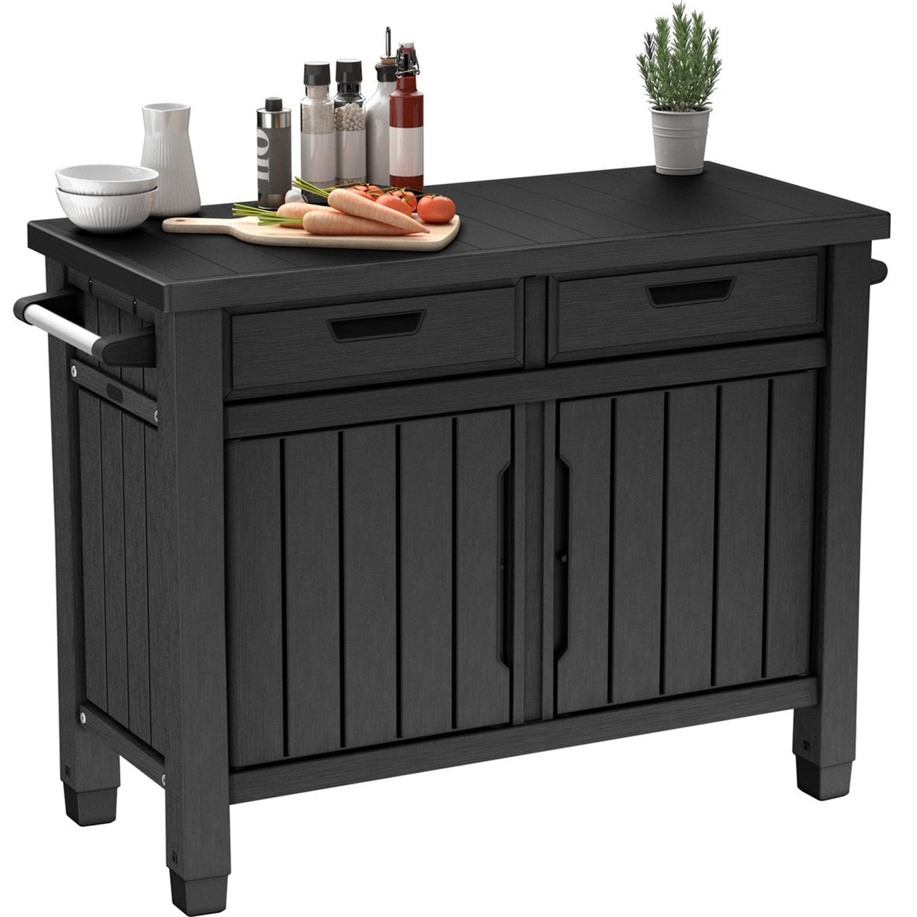 Mesa Auxiliar Asador De Jardín Buffet Cabinet Grafito