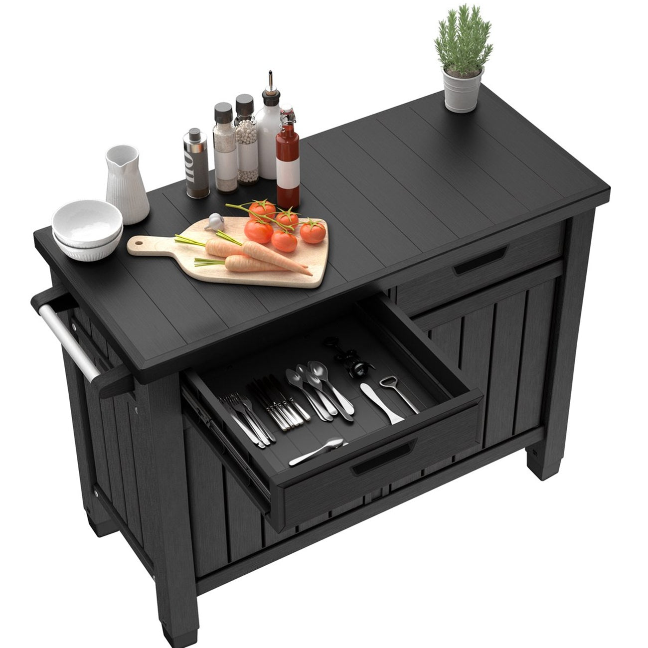 Mesa Auxiliar Asador De Jardín Buffet Cabinet Grafito