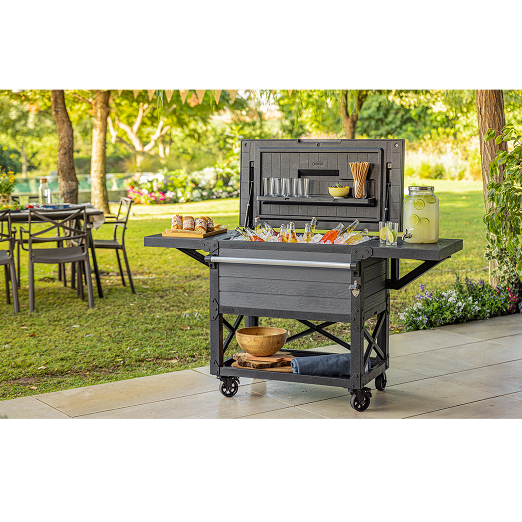 Mesa Auxiliar Asador De Jardín Cooler Beverage Grafito