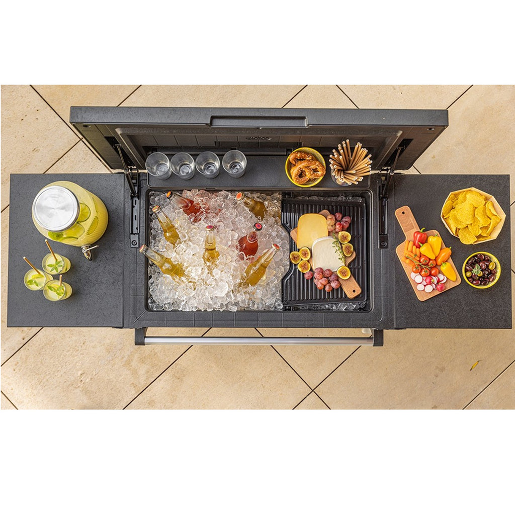 Mesa Auxiliar Asador De Jardín Cooler Beverage Grafito