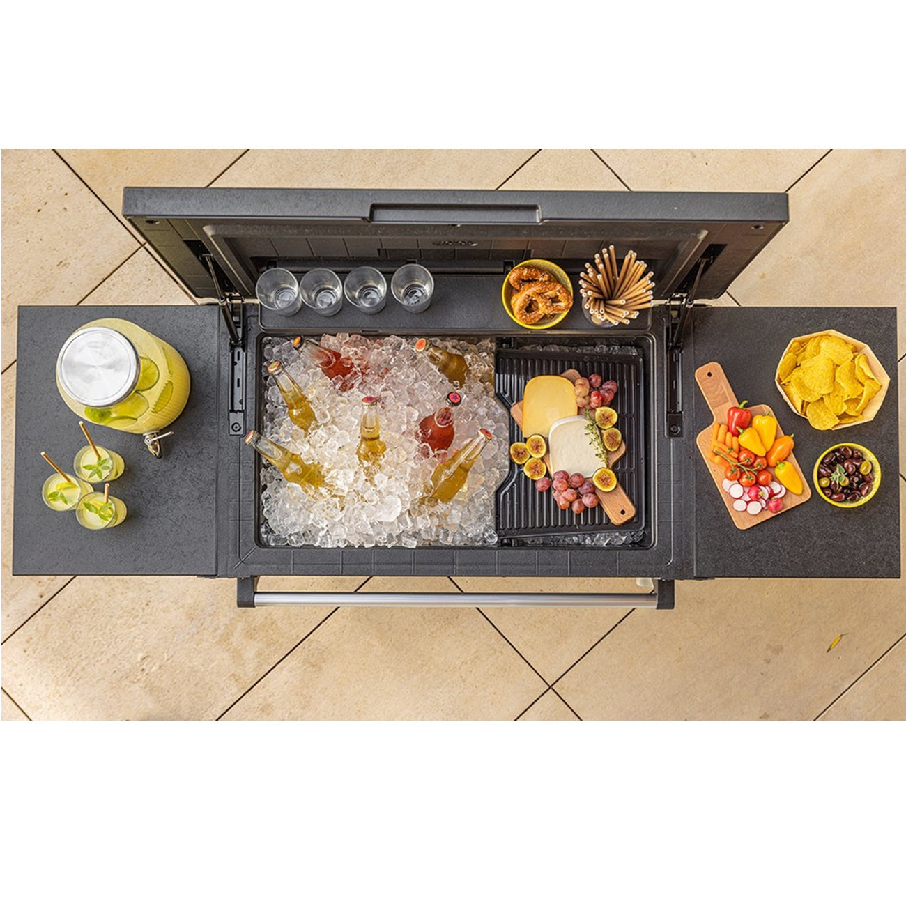 Mesa Auxiliar Asador De Jardín Cooler Beverage Grafito