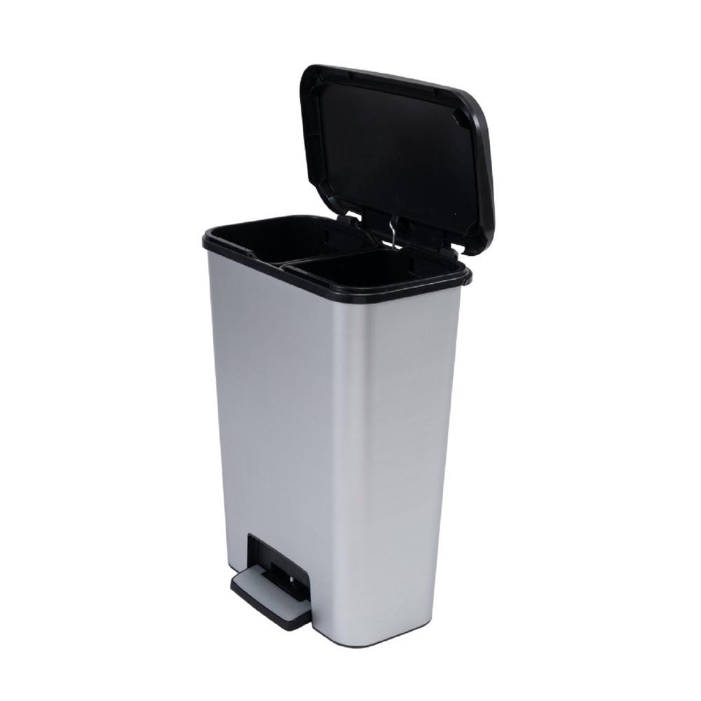 Basurero Reciclaje Compatta Duo 50L Steel - Plateado